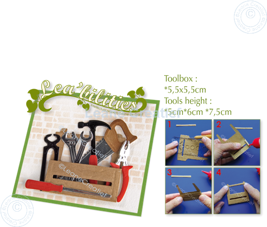 Picture of Lea’bilitie® Toolbox with tools cut and embossing die