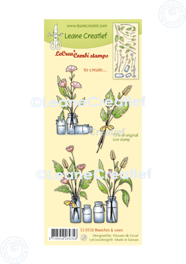 Afbeelding van LeCreaDesign® combi clear stamp Bloemen met vaas