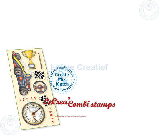 Afbeelding van LeCreaDesign® combi clear stamp Race auto