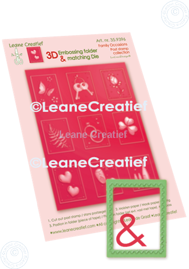 Afbeelding van 3D embossing folder & snijmal postzegels Familie, 9 motieven 3x4cm
