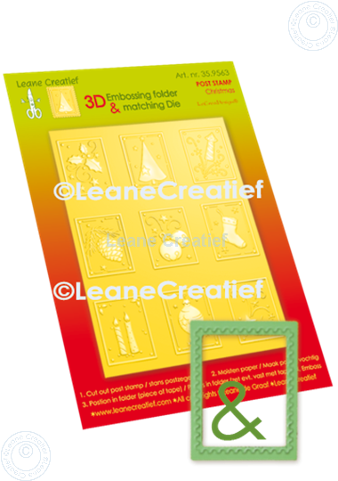 Afbeelding van 3D embossing folder met snijmal voor Kerst postzegels 3x4cm, 9 motieven