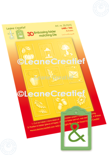 Bild von 3D embossing Schablone & Schneideschablone, Herbst Labels 3x4,5cm, 9 Motive